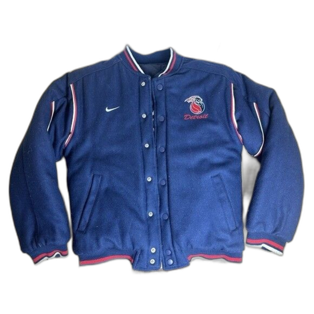 Nike Detroit Pistons Wool Embroidered Varsity Jacket Boys Youth Sz 12/14 M